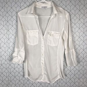 James Perse Contrast Ribbed Surplus Shirt